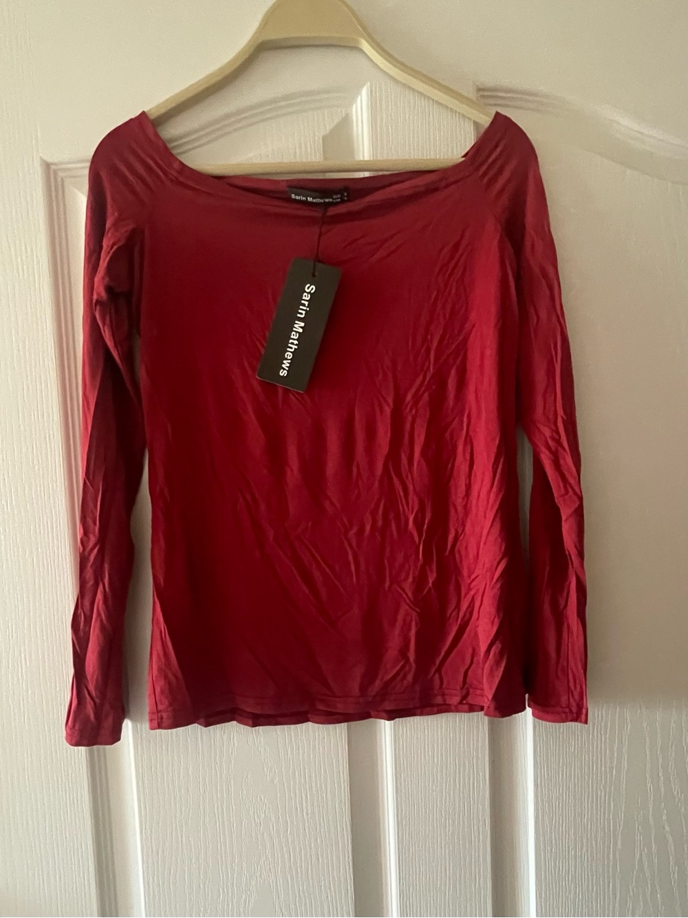 Womens sarin mathews red long sleeve blouse sz s